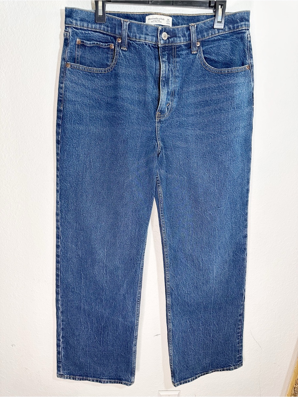 Abercrombie & Fitch High Rise 90's Relaxed Jeans Dark Marble Wash Size 31 R